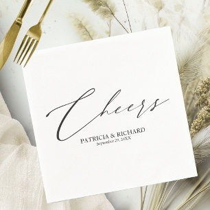 Eleganter Schwarz-Weiß-Cheers Hochzeit von Napkins Serviette