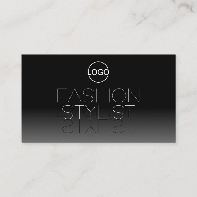 Eleganter Schwarz-Weiß-Chic-Mirror-Schriftart mit  Visitenkarte (Vorderseite)