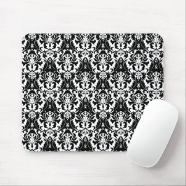 Eleganter Schwarz & Weiß Damask Mousepad