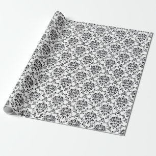 Eleganter Schwarz-Weiß-Damast Geschenkpapier