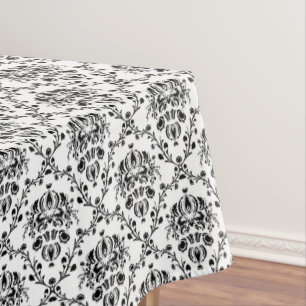 Eleganter Schwarz-Weiß-Damast Tischdecke