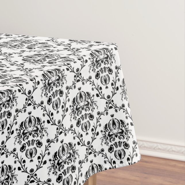 Eleganter Schwarz-Weiß-Damast Tischdecke (Beispiel)