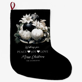 Eleganter Schwarz-Weiß-Elfenbein Weihnachtsschmuck Großer Weihnachtsstrumpf