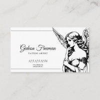 Eleganter Schwarz-Weiß-Engel Tattoo Artist