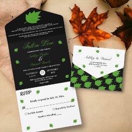 Eleganter Schwarz-Weiß-Fall in der Hochzeit im Her All In One Einladung