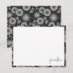 Eleganter Schwarz-Weiß-Geometrischer Sternenexplos Mitteilungskarte