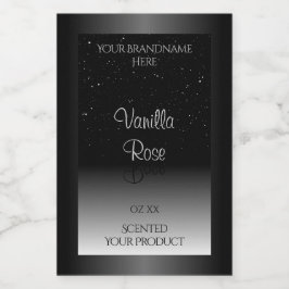 Eleganter Schwarz-Weiß-Glitzer mit dem Label Soft Lebensmitteletikett
