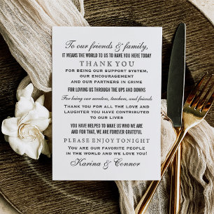 Eleganter Schwarz-Weiß-Hochzeitgast Dankeskarte