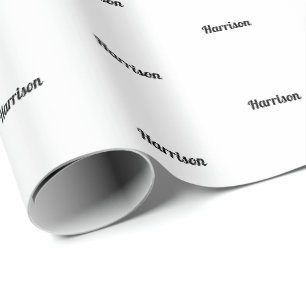 Eleganter Schwarz-Weiß-individuelle Name-Geburtst Geschenkpapier