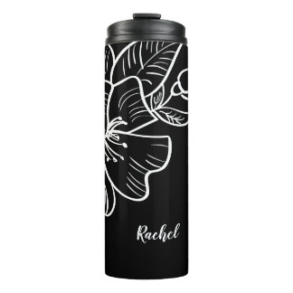 Eleganter Schwarz-Weiß-Individuelle Name Thermosbecher