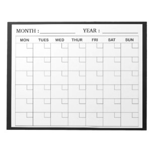 Eleganter Schwarz-Weiß-Kalender-Planer Notizblock