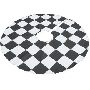Eleganter Schwarz-Weiß karierter Weihnachtsbaum  Polyester Weihnachtsbaumdecke
