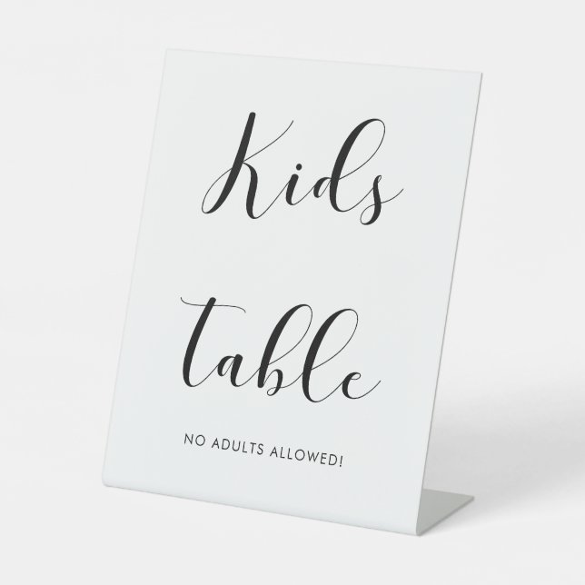 Eleganter Schwarz-Weiß-Kindertisch Sockelschild (Vorderseite)