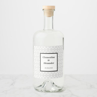 Eleganter Schwarz-Weiß-Kunststil im Art Deco-Stil Alkoholflaschenetikett