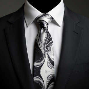Eleganter Schwarz-Weiß-Marmor Krawatte