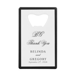 Eleganter Schwarz-Weiß-Monogramm-Hochzeits-Sitzpla Geldbeutel Flaschenöffner