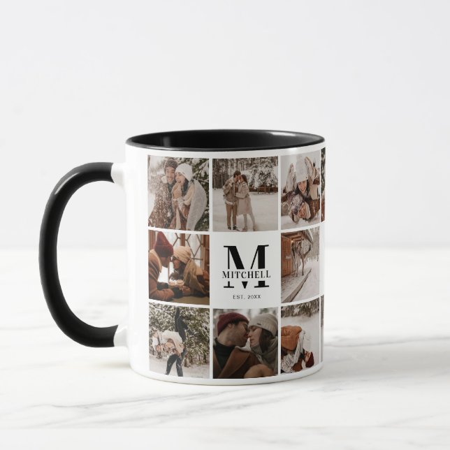Eleganter Schwarz-Weiß-Multifoto-Collage - Sake ha Tasse (Links)