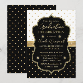 Eleganter Schwarz-Weiß-Polka-Dots-Abschluss Einladung
