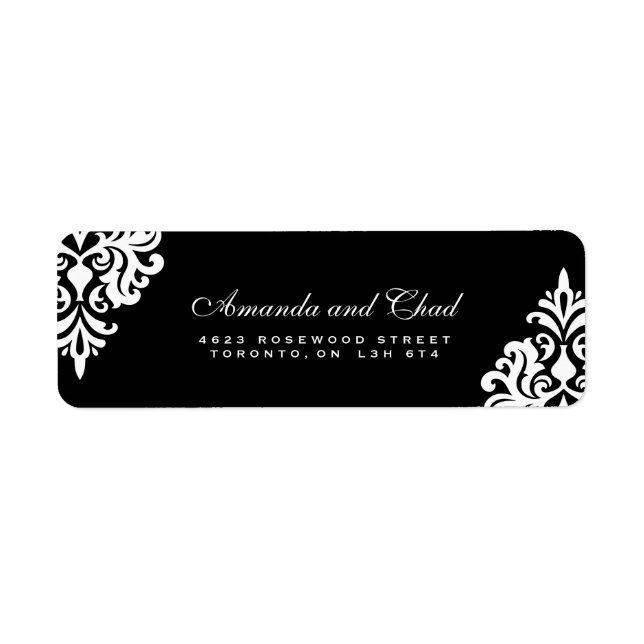 Eleganter Schwarz-Weiß-Rücksendeadressen-Aufkleber (Vorne)