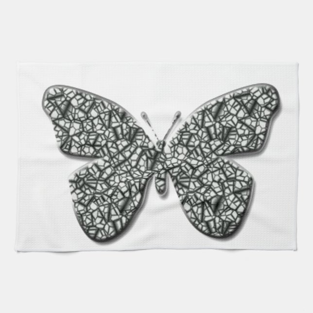 Eleganter Schwarz-Weiß-Schmetterling Handtuch (Horizontal)
