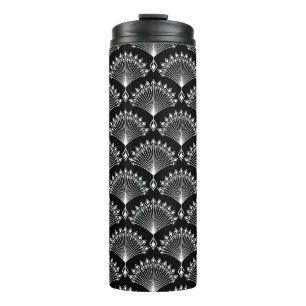 Eleganter Schwarz-Weiß-Schmuck im Deko-Stil Thermosbecher