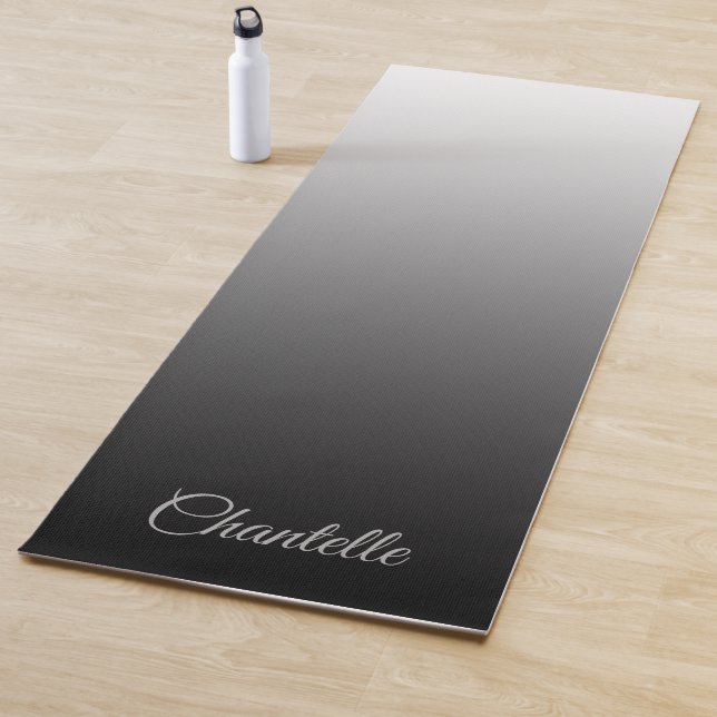Eleganter Schwarz-Weiß-Stil mit Individuelle Name Yogamatte (Beispiel)