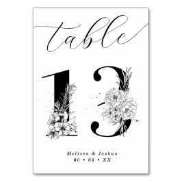 Eleganter Schwarz-Weiß-Tisch 13 Tischnummer