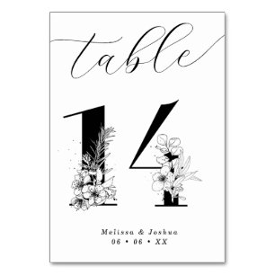 Eleganter Schwarz-Weiß-Tisch 14 Tischnummer