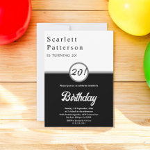 Eleganter Schwarz-Weiß Trendy Chic 20. Geburtstag