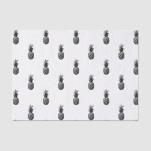 Eleganter Schwarz-Weiß Tropischer Ananas Aloha Seidenpapier