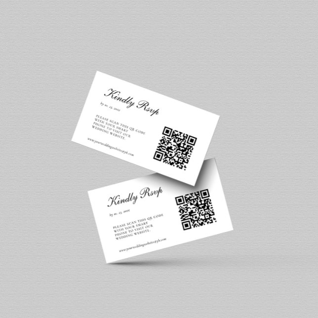 Eleganter Schwarz-Weiß-UAWG QR-Code Hochzeit Begleitkarte (Von Creator hochgeladen)