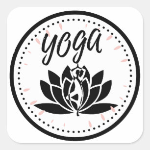 Eleganter Schwarz & Weiß Yoga Aufkleber   Lotusblu