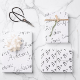 Eleganter Schwarz-weißer Familienname Herbst Weihn Geschenkpapier Set