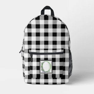 Eleganter Schwarz-weißer Gingham-Brief O Bedruckter Rucksack
