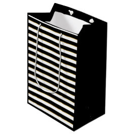 Eleganter Schwarz-weißer, horizontaler Streifen Mittlere Geschenktüte