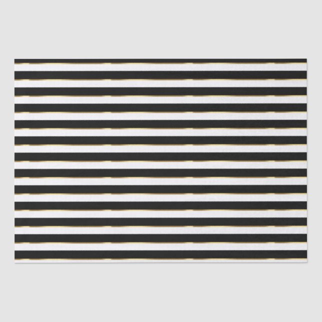 Eleganter Schwarz-weißer, horizontaler Streifen Seidenpapier (Vorderseite)