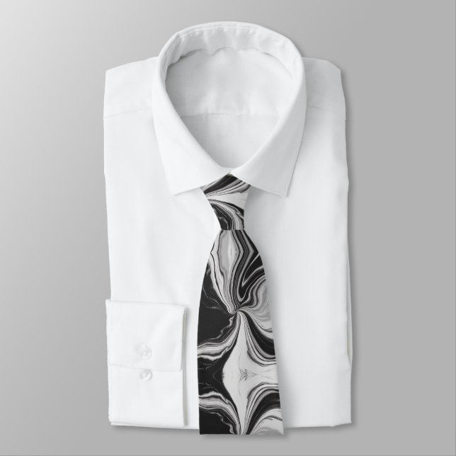 Eleganter schwarz-weißer Marmor Krawatte (Gebunden)