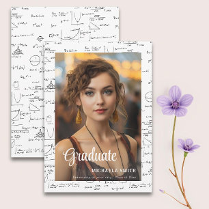 Eleganter Schwarz-weißer Mathematik Uni Foto Absch Ankündigung