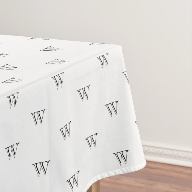 Eleganter Schwarz-weißer Monogramm-Initial-Chic Tischdecke (Beispiel)