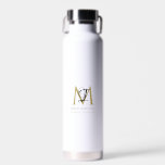Eleganter Schwarz-weißer Name des Monogramms Trinkflasche<br><div class="desc">Dieses schlichte,  elegante,  stilvolle Schwarz-Weiß-Gold-Design besticht durch Ihren personalisierten Namen,  Ihre Monografie und Ihren Geschäftstitel in trendiger,  stilvoller Topografie. Dieser Artikel kann und ein ausgezeichnetes Geschenk für Sie,  Ihre Familie und Freunde.</div>