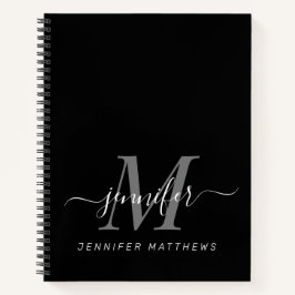 Eleganter Schwarz-weißer Name des Personalisierten Notizbuch