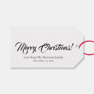 Eleganter Schwarz-weißer Weihnachtsstext Geschenkanhänger