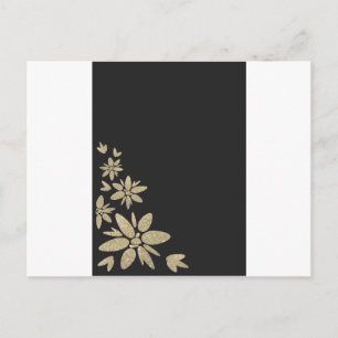 Eleganter Schwarzer Blindladen mit goldenen Blume Einladungspostkarte