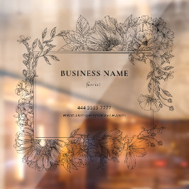 Eleganter Schwarzer Blumenrahmen Florist Transpare Fensteraufkleber