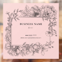 Eleganter Schwarzer Blumenrahmen Salon Florist auf Fensteraufkleber