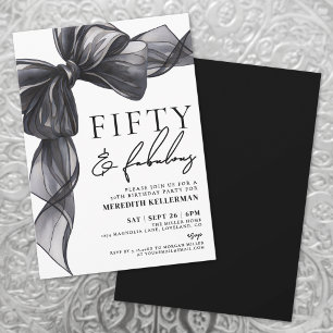 Eleganter schwarzer Bogen Fifty & Fabulous 50. Geb Einladung