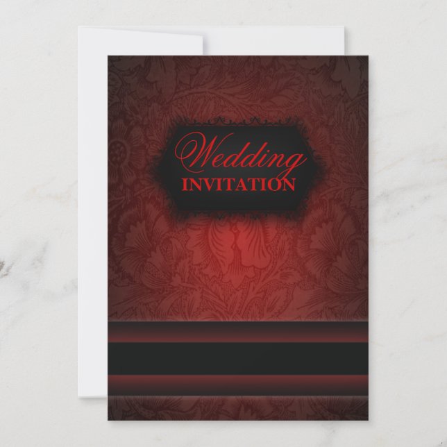 Eleganter schwarzer Damast Formal Hochzeit Einladu Einladung (Vorderseite)