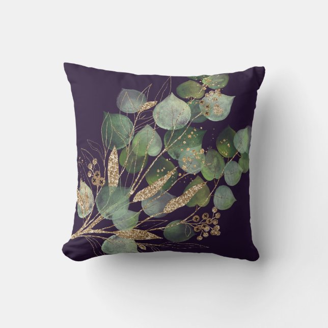 ELEGANTER SCHWARZER EUCALYPTUS-CUSHION KISSEN (Vorderseite)