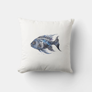 Eleganter schwarzer Fisch Klein Kissen