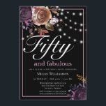 Eleganter Schwarzer Flora Fünfzig und fabelhaft Ge Einladung<br><div class="desc">Diese Einladung enthält alles,  was Sie für Ihren besondere Anlass gewollt haben,  elegante Blume,  Streichellichter und individuelle Typografie auf atemberaubendem Hintergrund.</div>